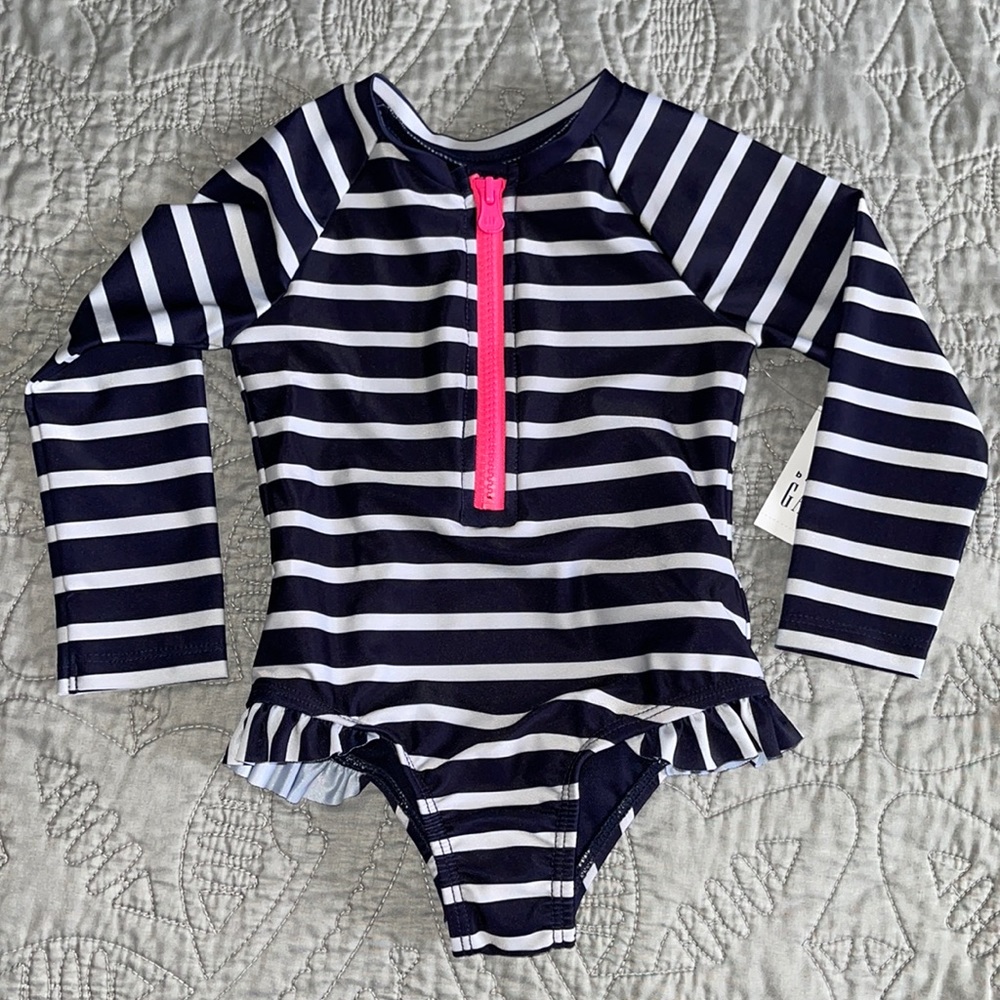 GAP. Toddler recycled swim one piece rash guard.